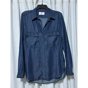 Aritzia Babaton Blue Denim Tencel Utility Button Up Shirt Size Small NWOT